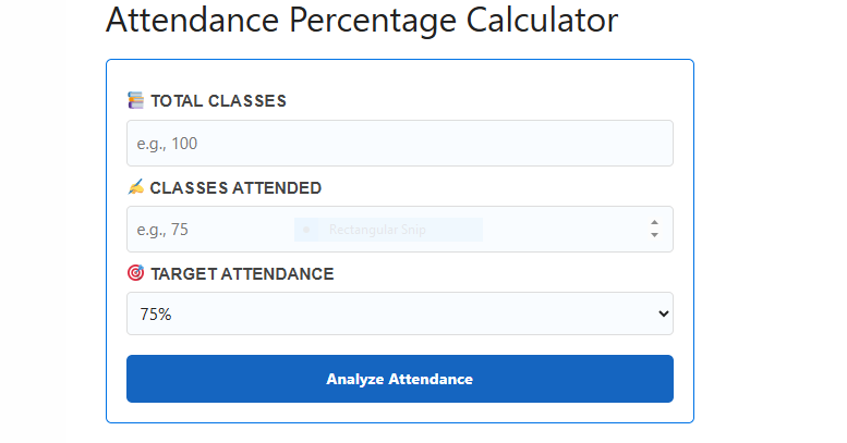 Attendance Percentage Calculator